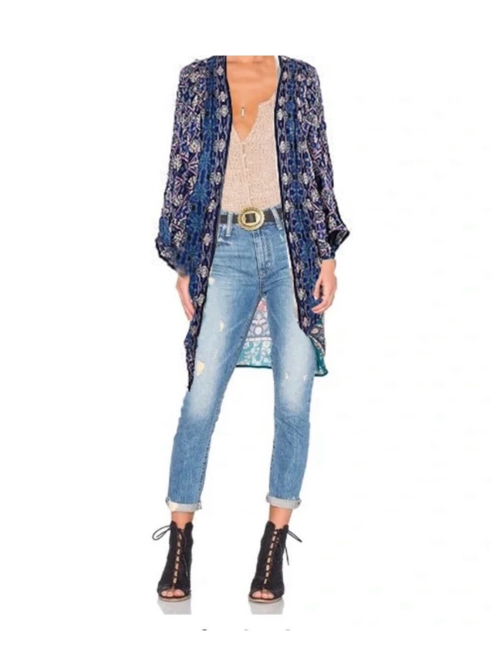 Anthropology Feathers by Tolani Mosiac Print boho kimono